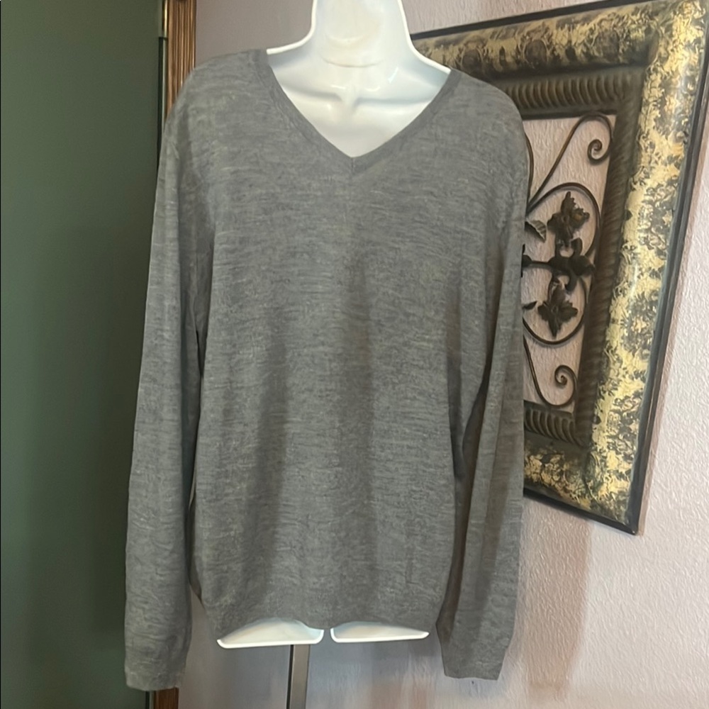 Gap Extra Fine merino Wool Sweater-Gray V-Neck men’s L